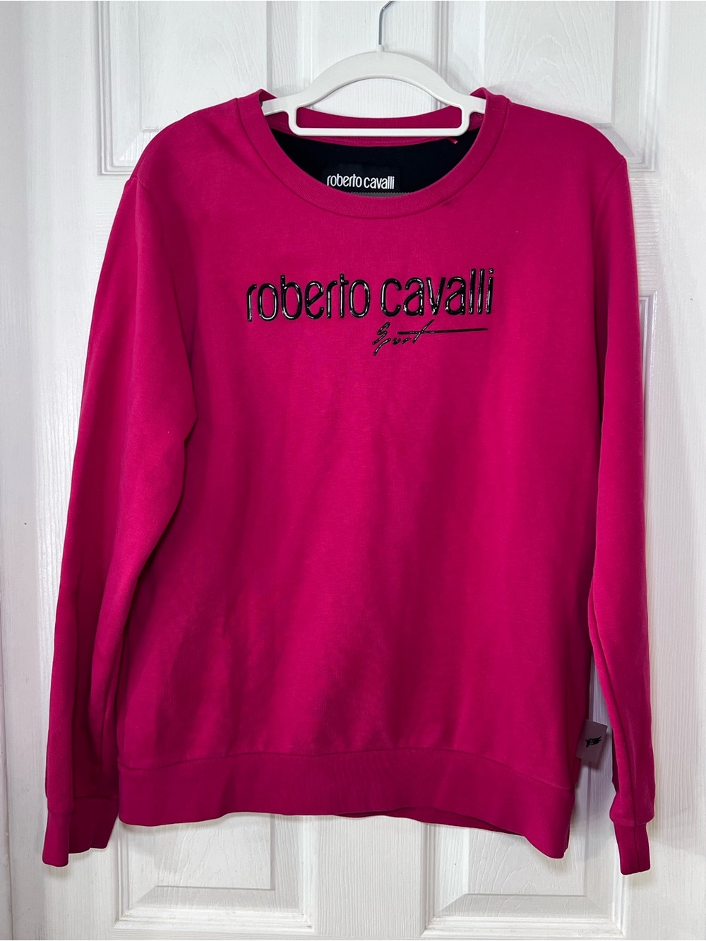 Roberto Cavalli Sport Women’s Pink/Red Logo Graphic Fleece Crewneck Sweatshirt M